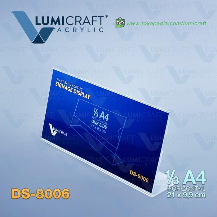 

OJ Signage Display/Stand Acrylic/Akrilik Slant Back Horisontal - 1/3 A4