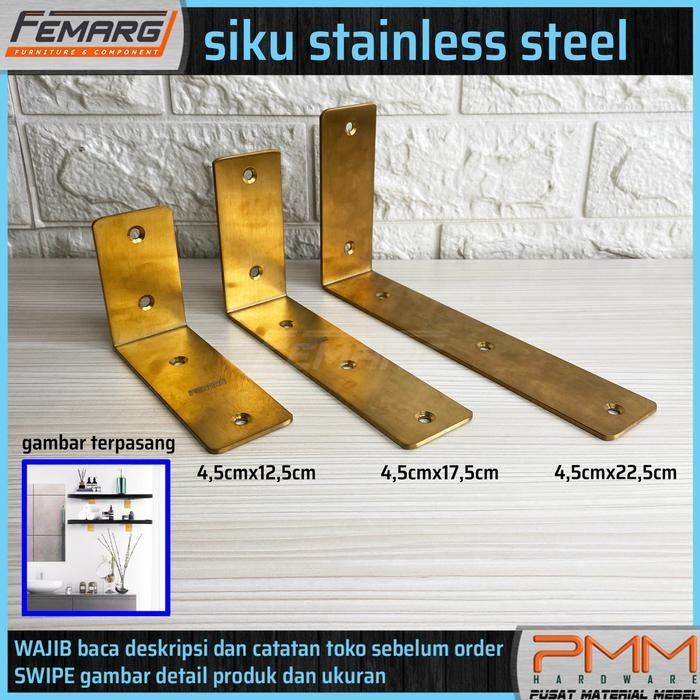 siku serbaguna ss gold FEMARG bracket L plat besi tebal stainless steel ambalan