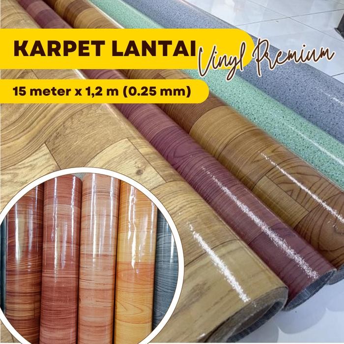 karpet lantai plastik 1 roll mirip keramik Motif Kayu tebal untuk Alas Meja dan Lantai kualitas