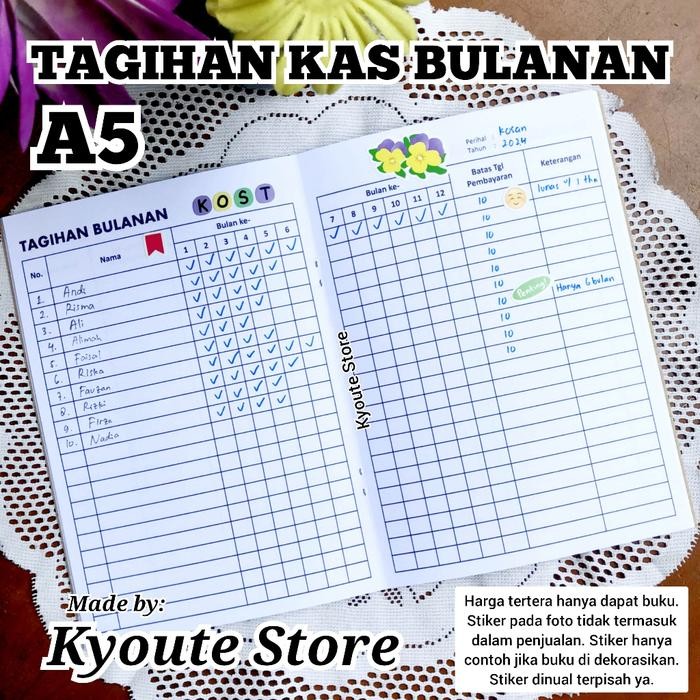 

Buku Kas Tagihan Bulanan Tahunan Peserta A5 Kyoute Monthly Yearly Bill