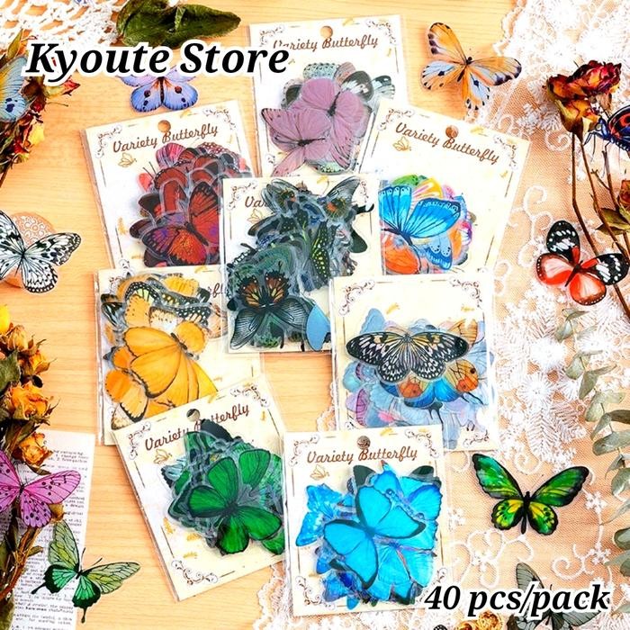 

40 pcs Sticker Aesthetic Colorful Butterfly Waterproof Journal Diary