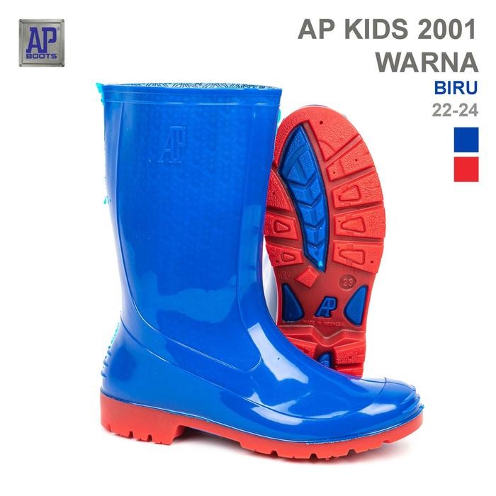 Piero Kidswear - Sepatu Boot Anak Ap Boots 2001 Biru Merah - Sepatu Boot Karet Kids Fashion