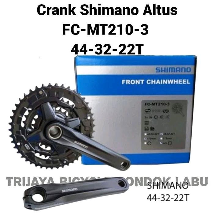 Ready Crank Shimano Altus FC-MT210-3 44-32-22T 3 Speed Hollowtech Untuk 3 x 8 Dan 3 x 9 Speed