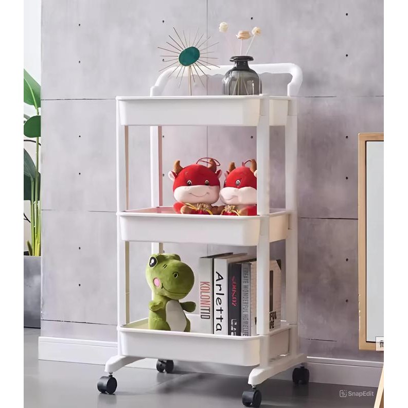 Rak Troli Roda 3 Susun Rak Kamar Tidur Rak Dorong Trolley Baju Bayi