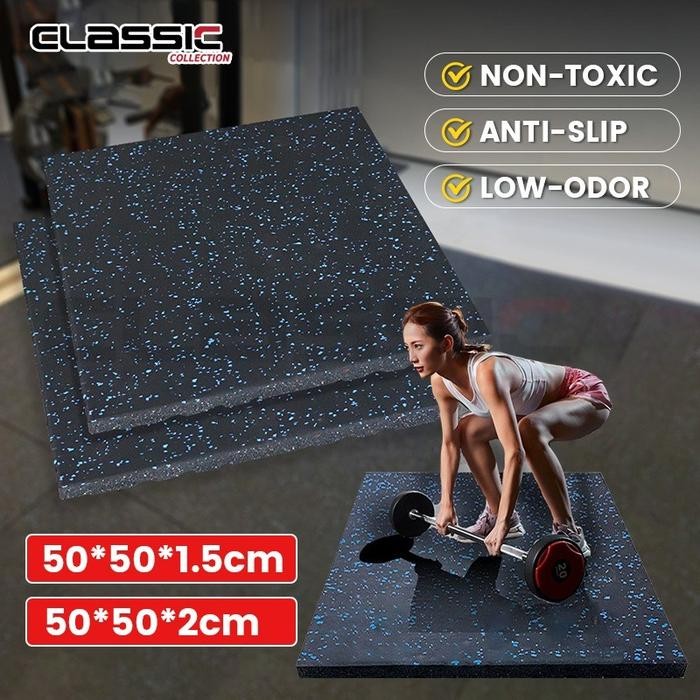 Gym Rubber Floor Mat Matras Karet Eva 50x50 Matras Evamat Olahraga Gym Mudah Dibersihkan Waterproof