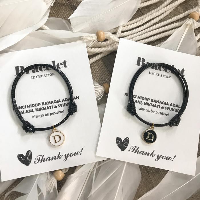 

New GELANG TALI COSTUM INISIAL EPOXY (Ready huruf A-Z) Hitam Bracelets Bracelet gelang inisial