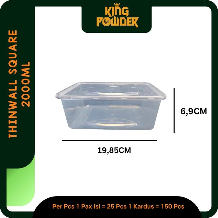 THINWALL SQUARE 2000 ML / KOTAK MAKAN / BOX PLASTIK THIN WALL 2000ML