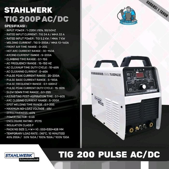 STAHLWERK AC/DC TIG - 200P MESIN LAS TIG + MMA AC/DC (white)