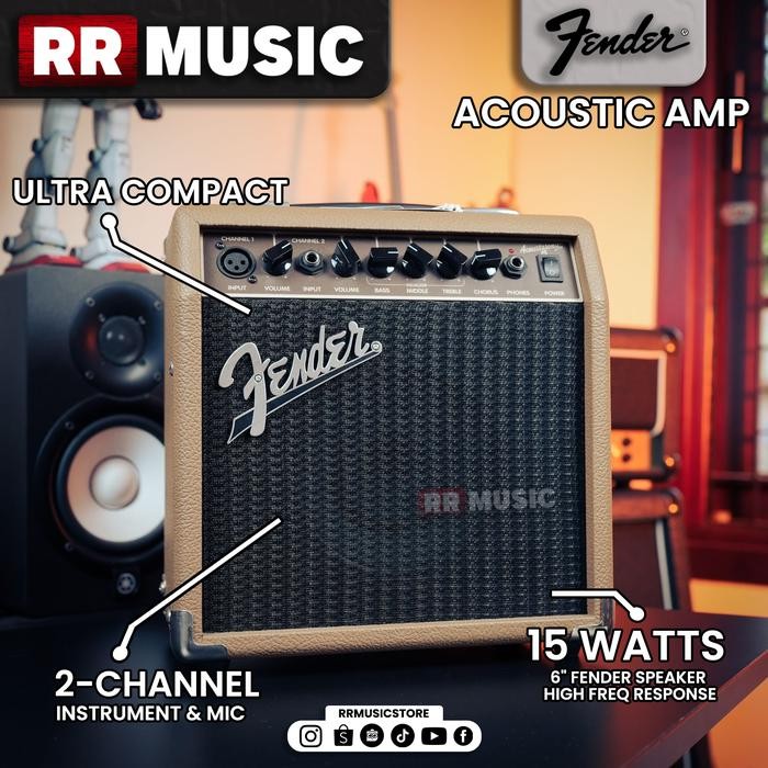 Ampli Gitar Akustik Fender Acoustasonic 15 Acoustic Guitar Amplifier