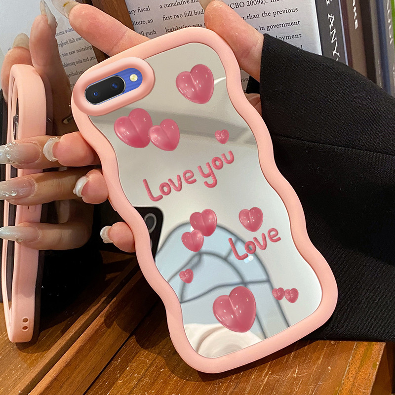Casing HP Untuk OPPO A5 A3s A12E Realme C1 Case permen hati warna pink Macaron Softcase Silikon Kasi