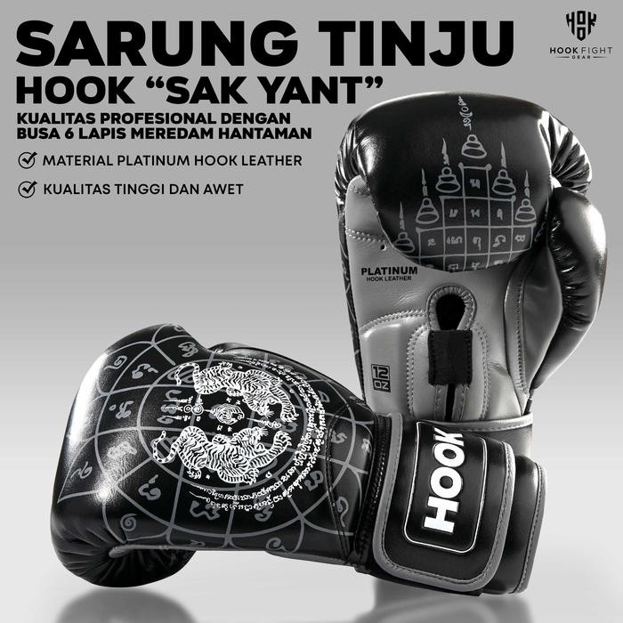 Sarung Tinju Muay Thai Boxing Gloves Training Glove Muaythai Hook Sak Yant