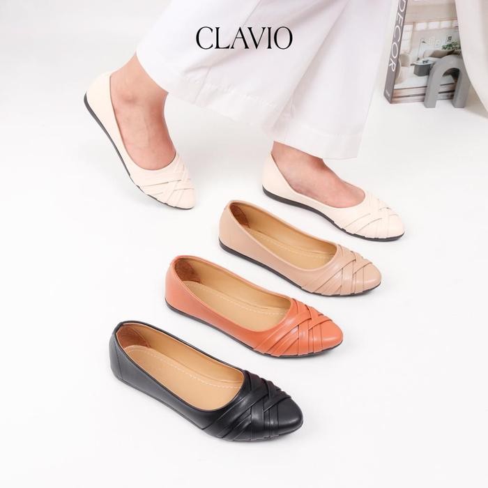 Donatello - Chava Sepatu Flatshoes Wanita Hitam Krem Moka Tan Kerja