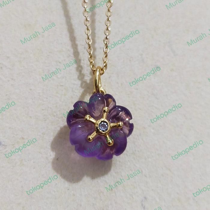 Liontin Batu Amethyst Bunga kecil best seller