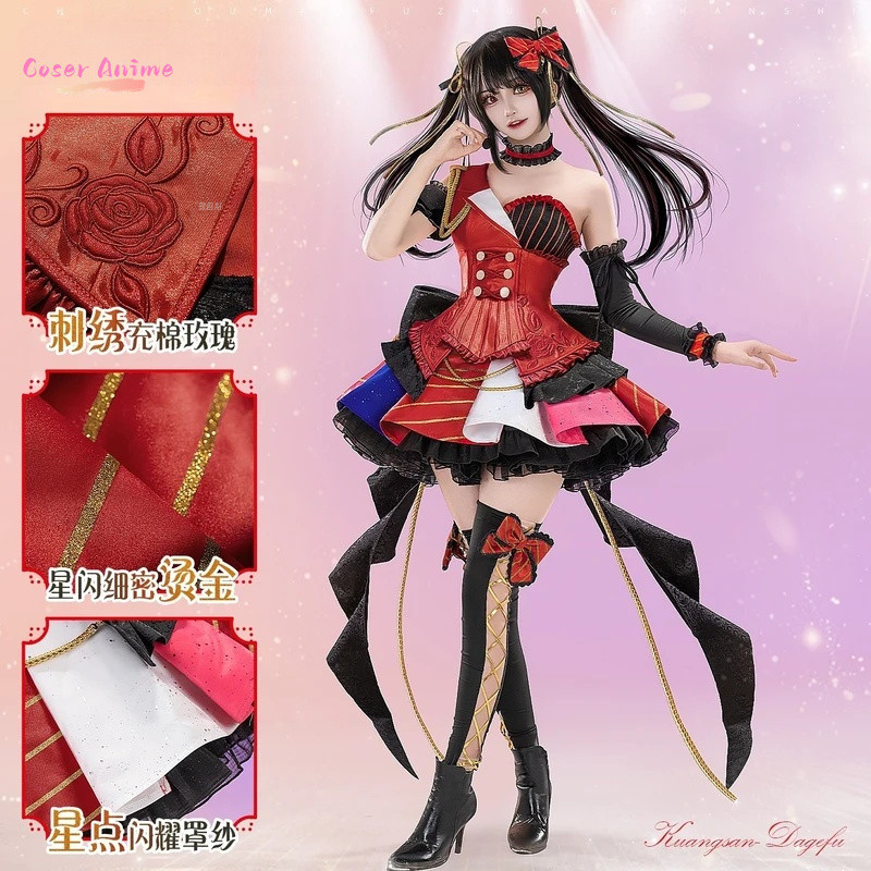 ANIME DATE A LIVE TOKISAKI KURUMI COSPLAY COSTUMETOKISAKI KURUMI IDOL DRESS FOR WOMEN HALLOWEEN