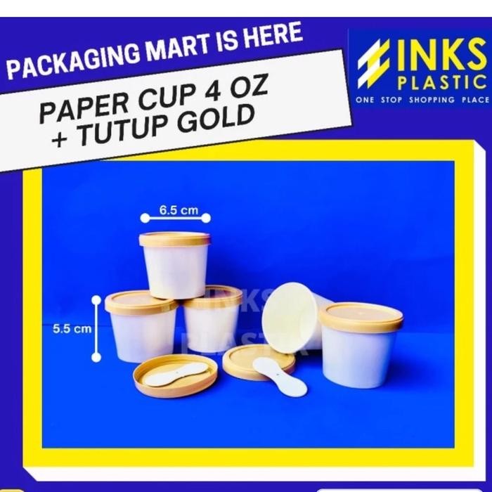 irin- Paper Cup 4 Oz + Tutup Gold