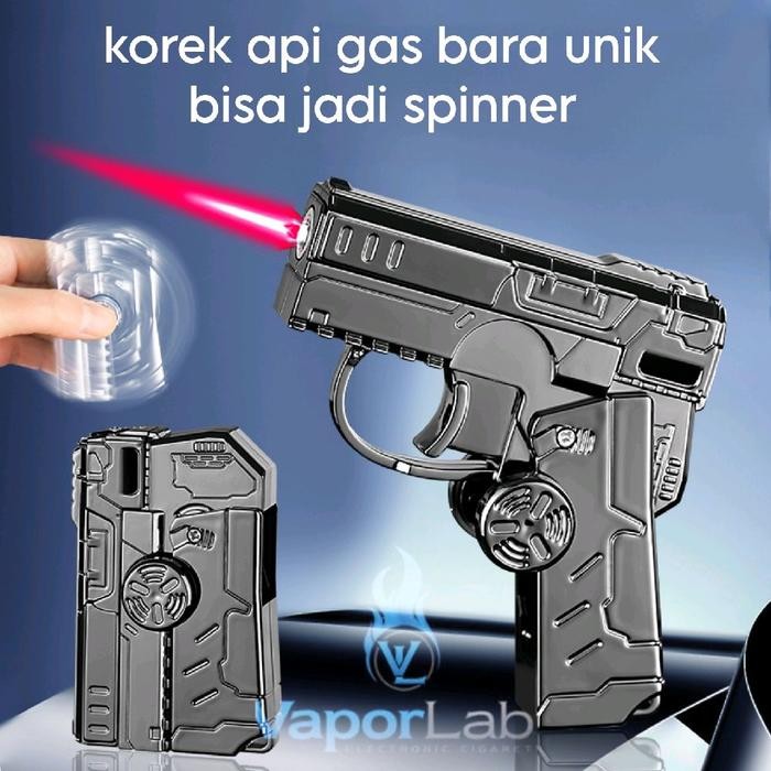 korek api spinner model pistol mini bisa di putar spin bara merah gas lighter unik fidget toys