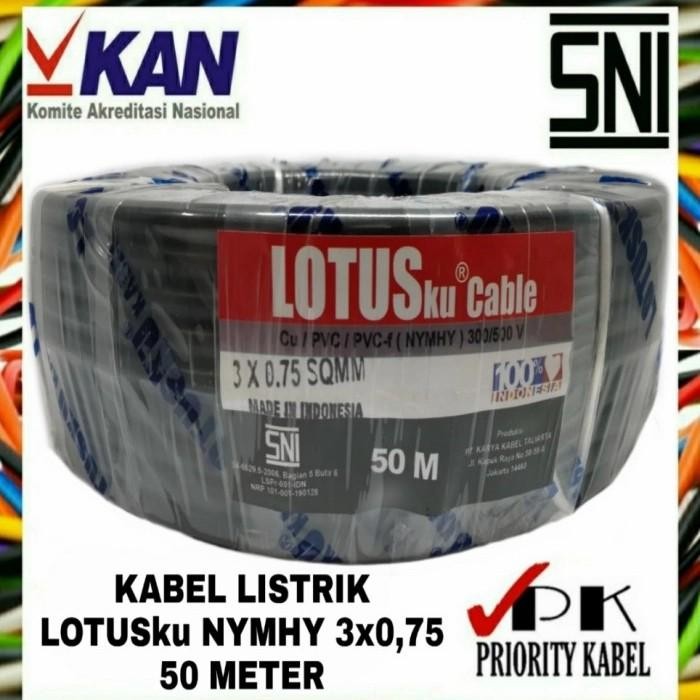 Kabel Listrik Serabut Lotusku Nymhy 3X0,75 3X0.75 50 Meter (50M)