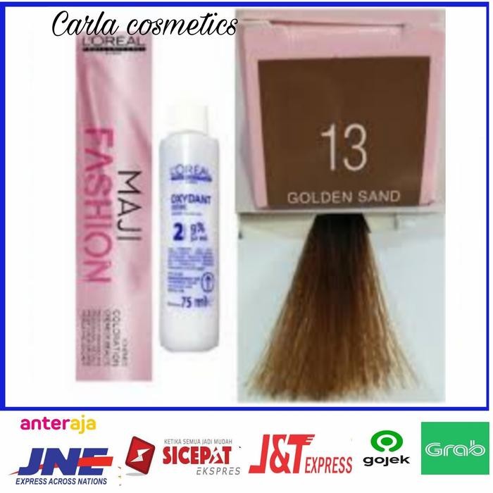 Ready- Cat Rambut L'Oreal Majifashion 13 Golden Sand + Oxidant L'Oreal 75 Ml -Gratisongkir