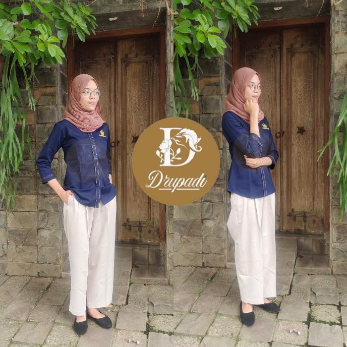 SIAPKIRIM KEMEJA 7/8 NAVY WANITA KEMENKEU READY STOCK