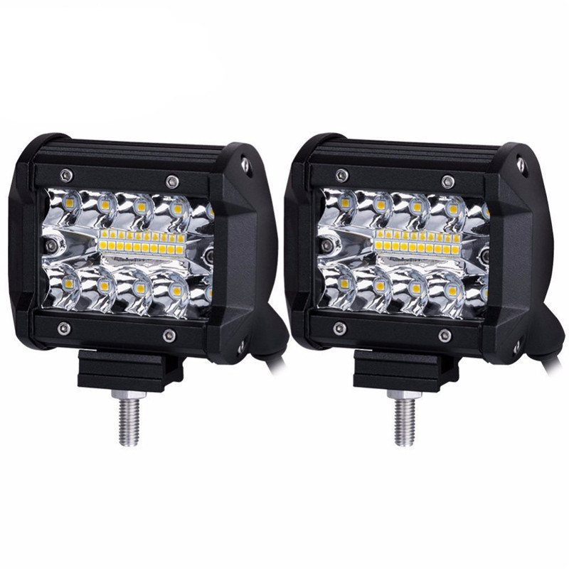 2PCS 60W Vehicle LED 4 inch Working Light LED Bar Flood Spot Light