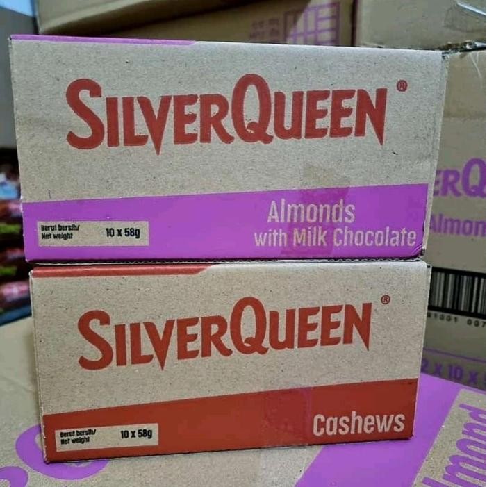 ORIGINAL COKELAT SILVERQUEEN BESAR 55GR 1 BOX ISI 10 CASHEW, ALMOND COKLAT SILVERQUEEN BESAR