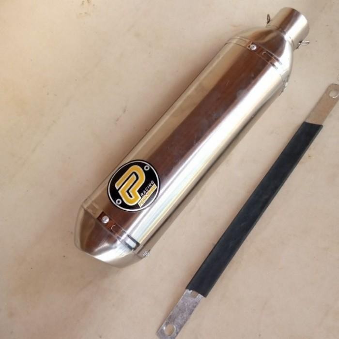 ORIGINAL Silincer knalpot kapsul pekajaman silincer komplit per klem inlet 50mm Bulat Foto Motor