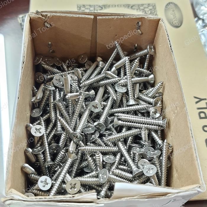 fab ss 8 x 3/4 tapping screw taping ss304 skrup stainless m4x19 ss fH