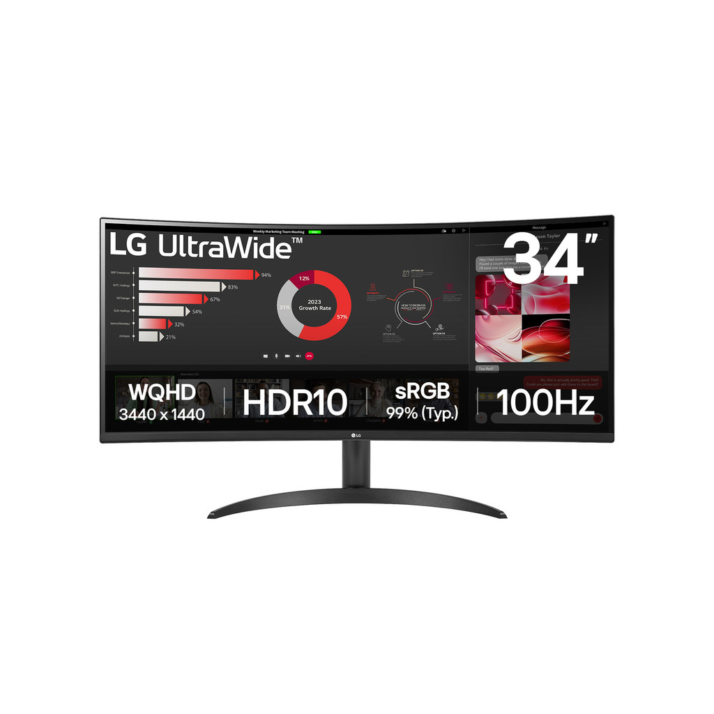 MONITOR LG LED 34" Monitor UltraWide QHD Curved 100Hz - 34WR50QK-B