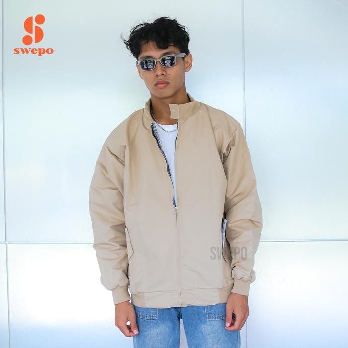 tvz6- Swepo Harrington Jacket (Polos) Size M-Xxl (Pria & Wanita)