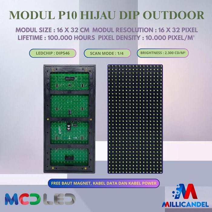 PANEL MODUL LED P10 DIP MERAH HIJAU PUTIH BIRU KUNING OUTDOOR