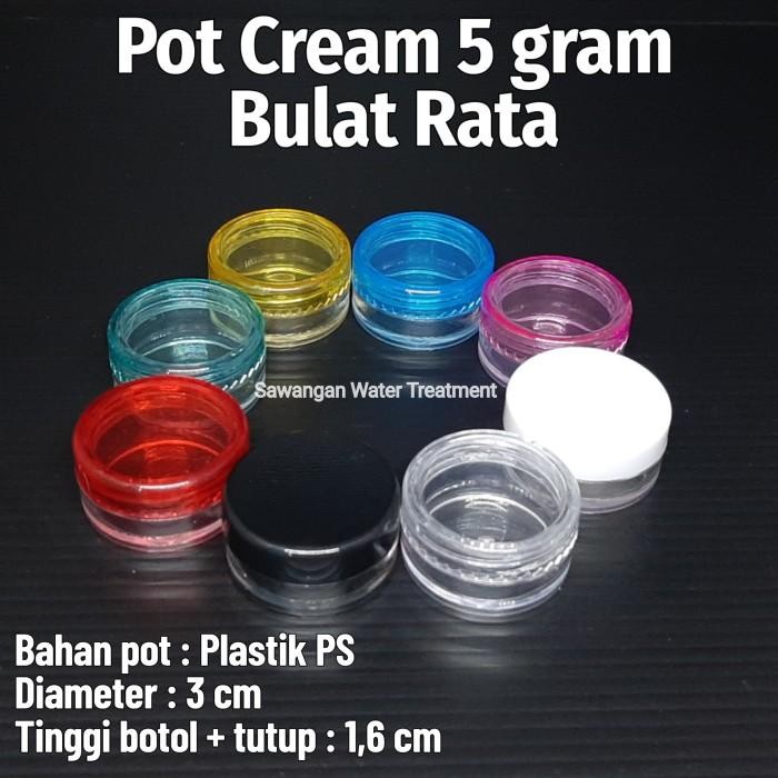 40qv- Pot Cream 5 Gram Bulat Rata / Pot Cream 5Gram Bulat Rata / Pot Jar Isi 100 Pcs