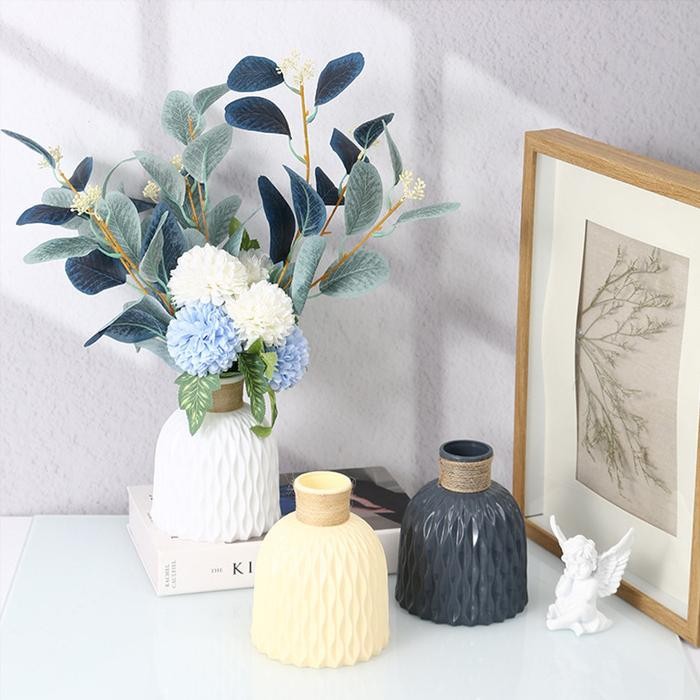 Vas Bunga nimalis Plastik Nordic Aesthetic Vas Bunga Ulir Kecil Plastik Aesthetic Dekorasi Ruang