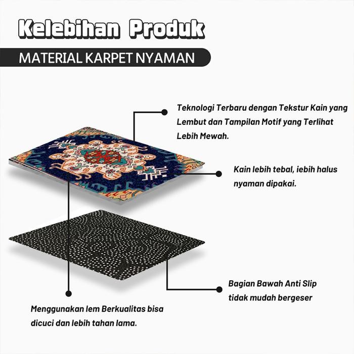 uh01- Beli LokalMegam Permadani Ukuran 200X300 Karpet Lantai Jumbo Ambal Anti Slip Permadani