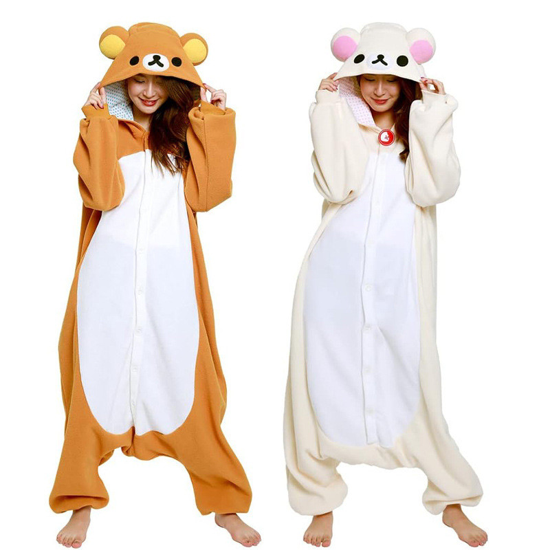 Japanese Cute Cartoon Character Rilakkuma Kigurumi Bear Sister Adult Anime Jumpsuit Pajamas Kawaii