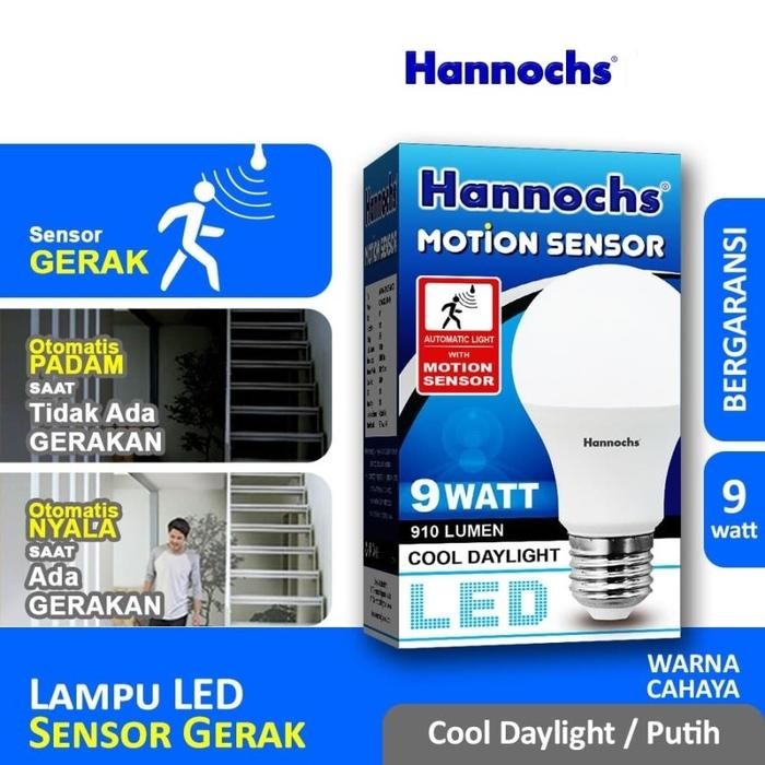 33i3- Hannochs - Lampu Led Motion Sensor - 9 Watt - Cahaya Putih