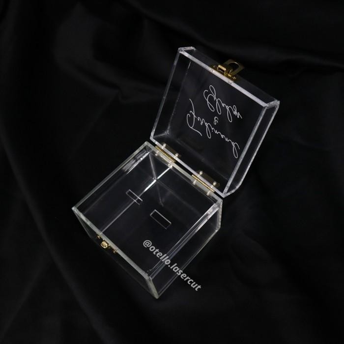 Custom Ukuran Kotak Cincin Akrilik Ring Box Acrylic Tempat Cincin