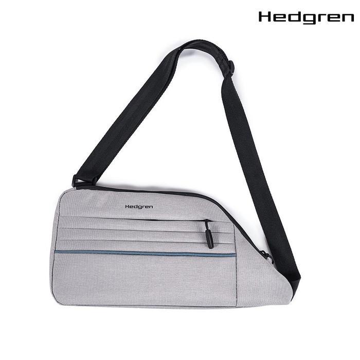 Hedgren Frame Flat Tas Selempang Monosling Datar 8,3 Inci Warna Perak dengan Kompartemen RFID dan Ta
