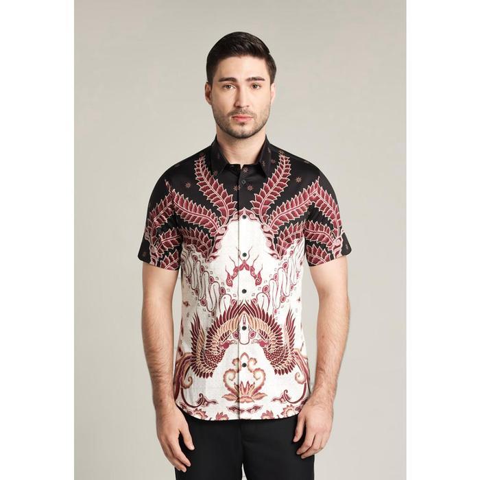 MOC - Kemeja Batik Pria Lengan Pendek Atmaja - Maroon