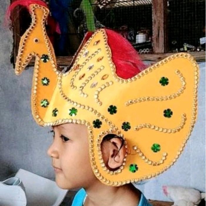 mahkota tari merak anak, sayap tari merak, kostum tari merak Bulu