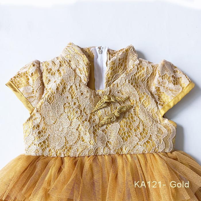 Gaun Cheongsam Bayi Perempuan untuk Imlek, Dress Anak 1 Tahun dengan Bahan Tulle dan Satin, Varian G