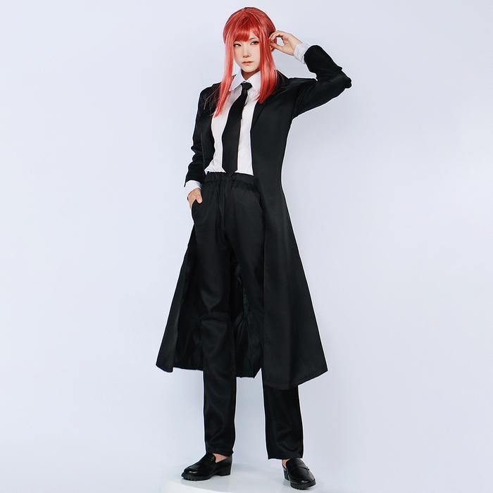 Makima cosplay kostum hitam parit dasi baju makima wig panjang ringan jas pria jalang jas wanita