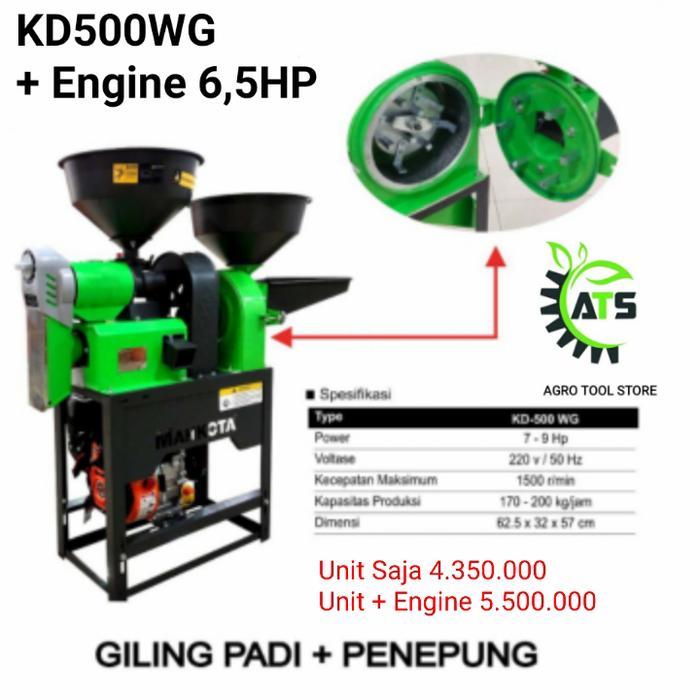 Mesin Selep Padi Giling Tepung Mahkota KD500WG Pakai Engine KD 500 WG - Unit Saja
