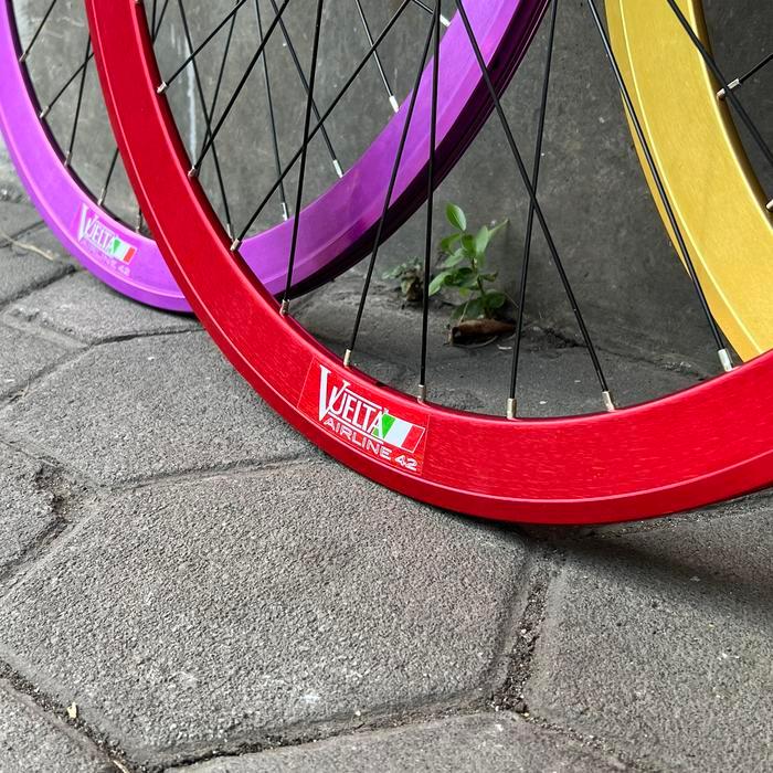 Bisa Termin Wheelset 700C Fixie Fixed Gear Vuelta Anodized Merah Red New Ungu Gold