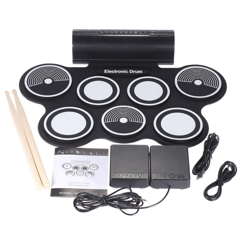 DISKON MD759 Hand-rolled Electronic Drum Kit, Adult Beginner Dual-speaker Portable Children's Percus