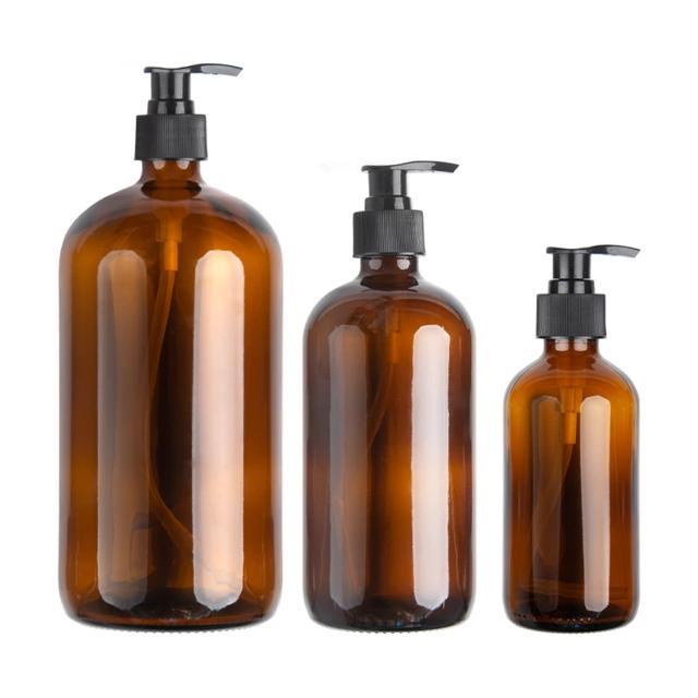 NEW Botol Pump Kaca Amber 250ml/500ml/1000ml