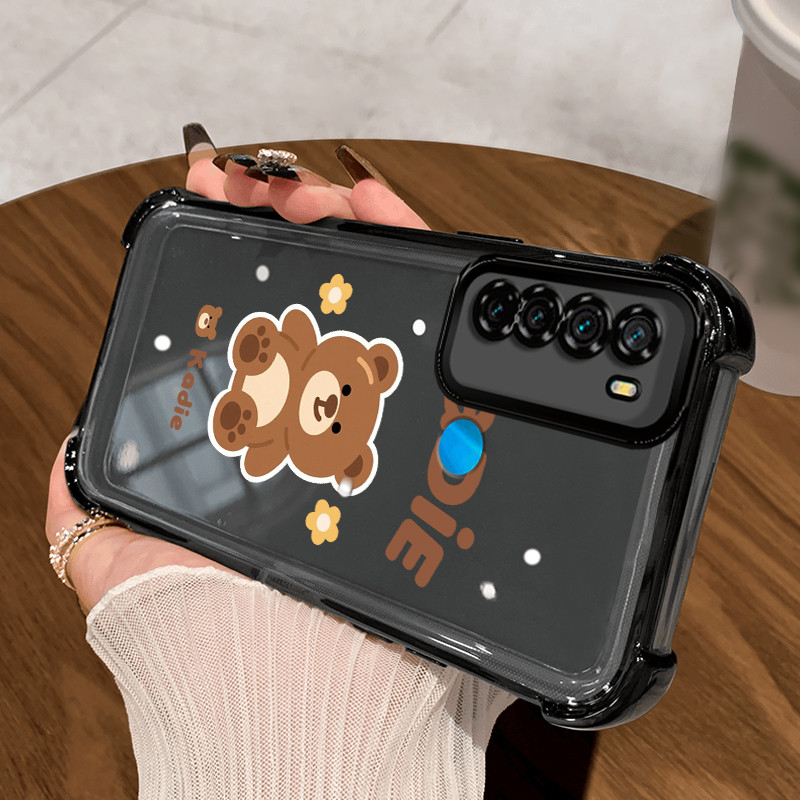 Casing Hp untuk Xiaomi Redmi Note 8 Note 8T Note 9 Case Casing pola beruang plush Kesing empat Anti 