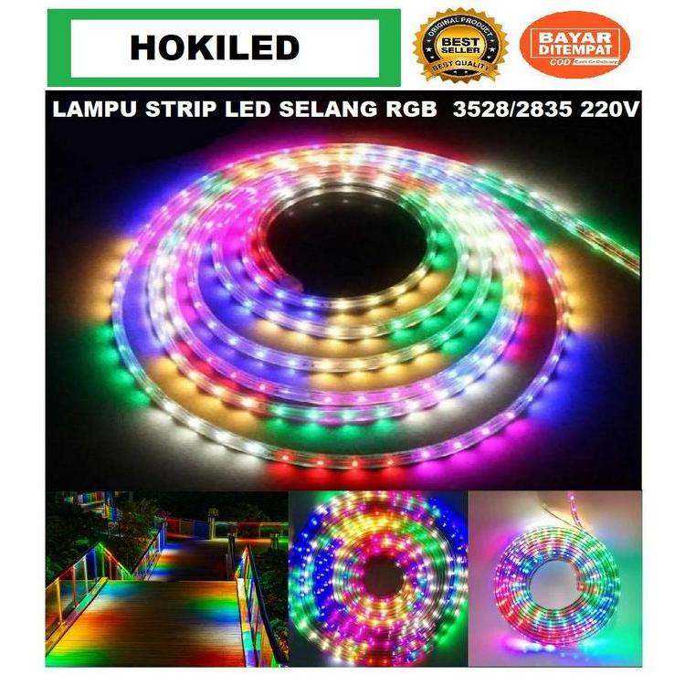 Lampu Strip Led Rgb 3528/2835 Merah Putih Dan Warna-Warni Rgb 220V Outdoor/Indoor Terlaris
