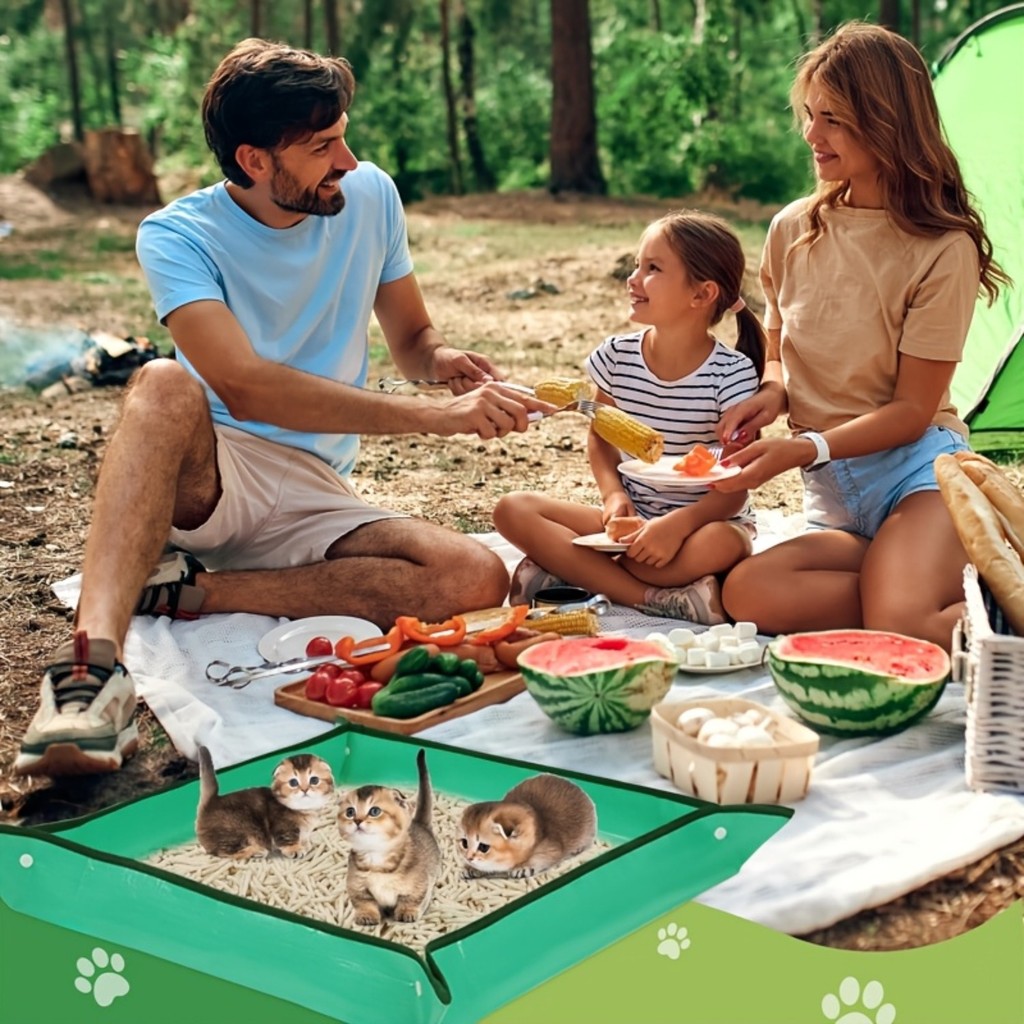 5pcs Cat Litter Box, Foldable Waterproof Large Travel Litter Box for Car Airplane Van Camping Hotel