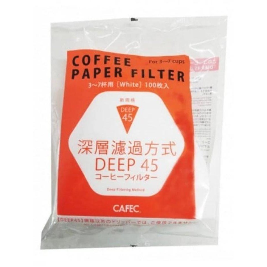 

CAFEC DEEP 45 COFFEE FILTER 3-7 CUPS WHITE ABACA APDF/DDF - 100PCS TRADISIONAL KERTAS SARING KOPI