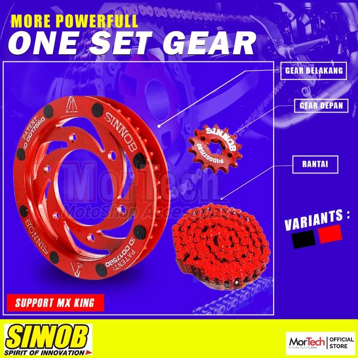 Sinnob Chain Kit Gear - Gir Set Rantai - Rante Motor Jupiter Mx King Colour Chain Original